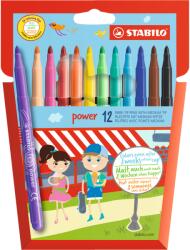 STABILO Rostirón, filctoll készlet, vízbázisú vastag hegyű Stabilo Power 280/12, 12 klf. Szín - suplix