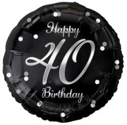  Fólia lufi Happy 40. Birthday évszámos fekete ezüst elegáns 45 cm (5902973147957)