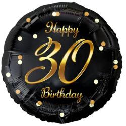  Fólia lufi Happy 30. Birthday évszámos fekete arany elegáns 45 cm O30Z (5902973154917)