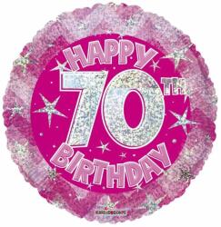  Fólia lufi hologramos Happy Birthday 70. évszám rózsaszín 45 cm 113175 (681070113175)