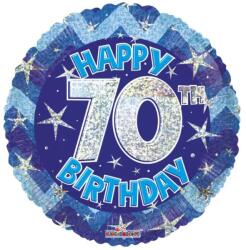  Fólia lufi hologramos Happy Birthday 70. évszám kék 45 cm 113076 (681070113076)