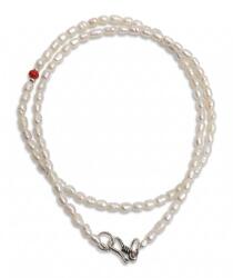  Colier din Perle de Cultura si Coral rosu Bob de Orez 3-4x2-3 mm - Accesorii de Argint 925 - 1 Buc
