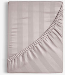Goldea cearceaf de pat din damasc cu elastic - dungi gri-maroniu cu luciu satinat 180 x 200 cm