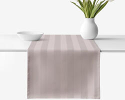 Goldea napron de masă din damasc - dungi gri-maroniu cu luciu satinat 35x180 cm Fata de masa