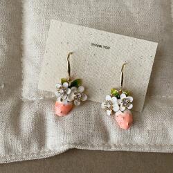  aranyozott fülbevaló teljes eper virágok cirkónia női gyerek ajándék