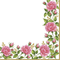  Virág Frame with Garden Roses szalvéta 20 db-os 33x33 cm (PKK032453) - oliviashop