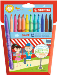 STABILO Rostirón, filctoll készlet, vízbázisú vastag hegyű Stabilo Power 280/12, 12 klf. Szín (280/12-01) - iroda-ellatas