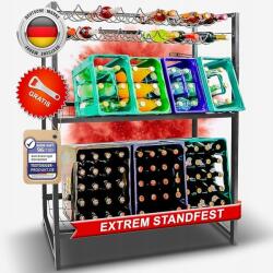  Italtartó állvány 6 rekeszes fém, fekete, 2 szintes (B0D8LC8B8V)