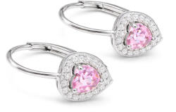 SZÍVECSKE KRISTÁLYOS SZÍVECSKE ezüst fülbevaló - 15 mm - világos rózsaszín (4 éves kortól 12 éves korig) (2026032601)