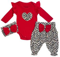 Mini Cayzen 3 részes babaruha szett - szivecskés leopárd Méret: 80 (9-12hó)