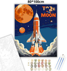  Retro Hold küldetés - számfestő készlet - 80×100 cm (Keretre feszítve)