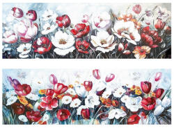AdTrend Set 2 tablouri decorative olegrafie lacuita multicolora Flowers 2 x 120 x 40 cm (119607)