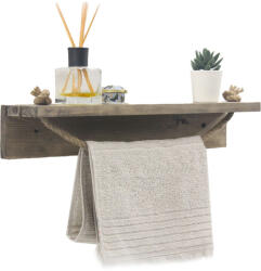 PAKOWORLD Etajera baie cu suport prosop Sidra lemn nuc, antic gri, 50x9x10 cm (120-000301) Raft