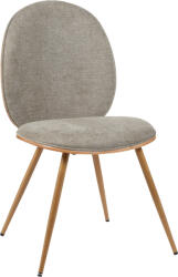 FDY Scaun Bucatarie/Dining Neytt, Placat Cu Lemn Finisaj Stejar, Tapiterie Textil Grej, Picioare Metalicem Finisaj Lemn
