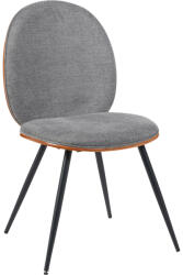 FDY Scaun Bucatarie/Dining Neytt, Placat Cu Lemn Finisaj Nuc, Tapiterie Textil Gri