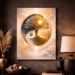 Art Gift Decor Картина от канава - Дървото на живота със златен баланс