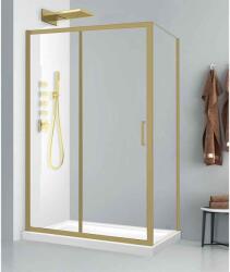 Fluminia Cabina de dus dreptunghiulara din aluminiu auriu periat, 100 x 80 cm, sticla securizata 6 mm, Fluminia Iris (S02RE01BG 100X80)