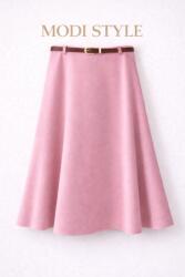 Modi style Fustă midi în cloș cu curea-Pink