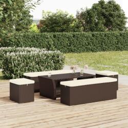 vidaXL Табуретки с възглавници 2 бр кафяви 40x30x40 см полиратан (319395)