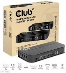 Club 3D HDMI KVM SWITCH FOR DUAL HDMI 4K 60Hz (CSV-1382) - pcland