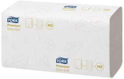 Tork Kéztörlő, Interfold hajtás, H2 rendszer, 2 rétegű, 100 lap, Premium, TORK Xpress Extra Soft Multifold, fehér (KHH251) (100297)