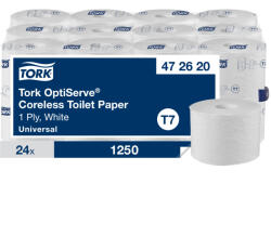 Tork Optiserve belsőmag nélküli WC papír, Universal T7 1 rétegű, fehér 9, 3cmx143, 8m SCA472620