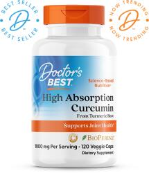 Doctor's Best Curcumin de Înaltă Absorbție din Rădăcină de Turmeric cu Complex C3 & BioPerine - 500mg · 120 capsule