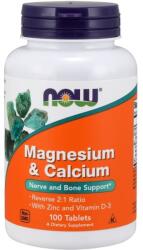 NOW Magneziu & Calciu cu Zinc și Vitamina D3 - 100 tablete