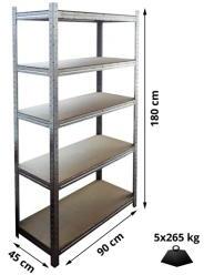  Fémpolc 5-ös MDF 5x265 kg (90x180x45cm) (8922140) (8922140)