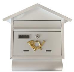  Postaláda álló újságcsővel (38x41cm) fehér, névtartóval(3490150) (3490150)