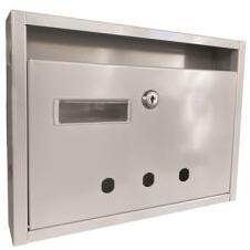  Postaláda fekvő lépcsőházi lenyíló 31 x 23 cm, szürke, névtartóval (3490143) (3490143)
