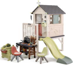 Smoby Căsuță pe piloni cu spațiu de ședere pentru bucătarul-șef House On Stilts Life Smoby cu tobogan și filtru UV (SM810301-L) Casuta pentru copii