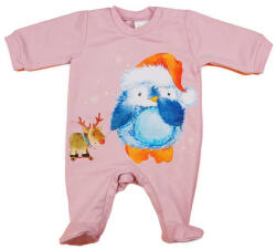 Asti Belül bolyhos hosszú ujjú baba rugdalozó bébi pingvin mintával