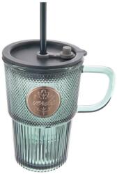 ORION VERDE Bögre fedővel és szívószállal, 0, 46 l, üveg/UH (124372)