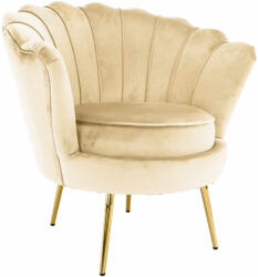  Art-deco stílusú fotel, bézs Velvet szövet/gold arany króm, NOBLEO | Bézs | Szövet (0000411645)