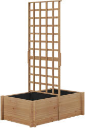 Outsunny Jardinieră cu spalier, ghiveci din lemn pentru plante cățărătoare, legume, 100 x 60 x 150 cm, natural | Aosom Romania (845-965V00LR)