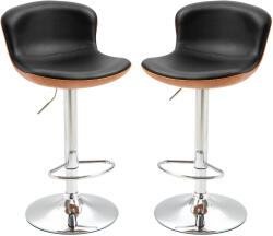 HOMCOM Set de 2 Taburet de Bar Design Contemporan Înălțime șezut reglabil 64-85 cm rotire 360° acoperire sintetică Negru Imitație Lemn | Aosom Romania (835-224)