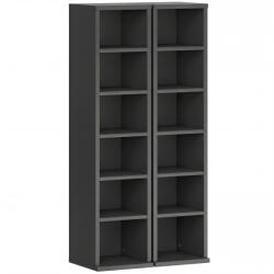 HOMCOM Set de 2 rafturi coloane dulap de depozitare CD-DVD 12 compartimente 21 x 22, 5 x 88, 5 cm capacitate 204 CD-uri negru | Aosom Romania (833-872V02BK)