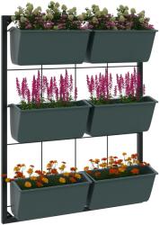 Outsunny Jardiniera de perete pe 3 nivele cu 6 ghivece pentru interior si exterior, Jardiniera cu montare pe perete (84H-051V00DG)