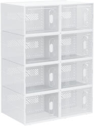 HomCom Pantofar Modular cu 8 Cuburi de Depozitare și Uși Magnetice, Cuburi din PP, 25x35x19 cm, Alb și Transparent | Aosom Romania (850-173) Pantofar
