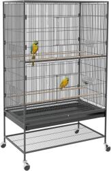 PawHut Cușcă pentru păsări cu bățuri, jucării pentru păsări, tavă detasabilă, 1 raft, Gri | Aosom Romania (D10-093V00CG)