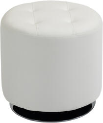 HOMCOM Suport pentru picioare living rotativ la 360°, ottoman rotund tapițat în PU cu bază din oțel, Ø 45, 5 x 44, 5 cm, alb | Aosom Romania (838-103V80WT)