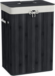 HOMCOM Coș de rufe, cutie rufe, colector de rufe cu capac, sac din pânză, bambus, pliabil, 72L, Negru 40 x 30 x 60 cm | Aosom Romania (850-017V00BK)
