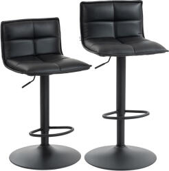 HOMCOM Set de 2 taburete de bar reglabile pe înălțime cu șezut rotativ din PU 44 x 45 x 85-106 cm negru | Aosom Romania (83A-409V00BK)