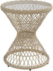 Outsunny Masă de cafea Boho design, placă de sticlă, PE-Rattan, 45 cm x 45 cm x 52 cm, Natural | Aosom Romania (867-156V00CF) Masa de cafea