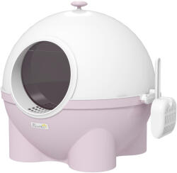 PawHut Litieră cu Capac pentru Pisici, Litiera pentru Pisici Mare cu Capac, Lopatica, Pedala pentru Nisipul care Cade, Maner Superior, Verde Deschis | Aosom Romania (D31-081V00PK)