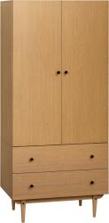 HOMCOM Dulap pentru haine dulap de depozitare pardesiu cu 2 uși, 2 sertare și bară pentru agățat - 80 x 52 x 180 cm - aspect lemn | Aosom Romania (831-605V00LR) Garderoba
