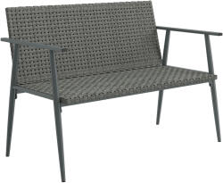 Outsunny Bancă de grădină 2 locuri din rășină împletită și oțel, cu cotiere, spătare și picioare reglabile, 110x58x78cm, gri | Aosom Romania (867-318V00GY)