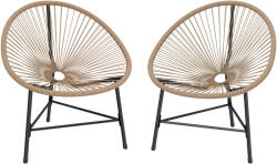 Outsunny Set de 2 Scaune Acapulco din Ratan, Structură din Oțel, pentru Balcon și Verandă | Aosom Romania (867-311V00KK)
