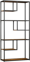 HOMCOM Bibliotecă Mobilă cu 7 Nivele din Lemn și Oțel în Stil Industrial, 83x34x180 cm, Maro | Aosom Romania (838-305V00RB) Raft